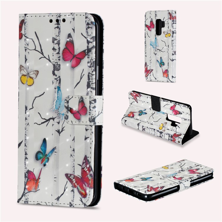 Pattern Printing Wallet Leather Stand Phone Casing Cover for Samsung Galaxy S9 Plus - Colorful Butterflies-1