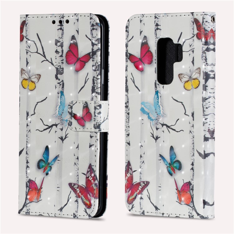 Pattern Printing Wallet Leather Stand Phone Casing Cover for Samsung Galaxy S9 Plus - Colorful Butterflies-2
