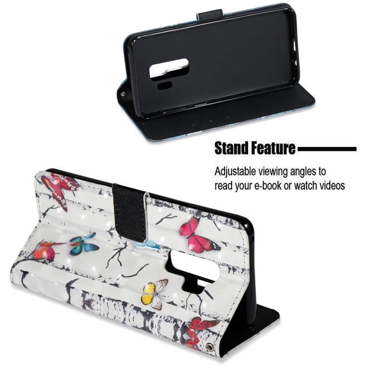 Pattern Printing Wallet Leather Stand Phone Casing Cover for Samsung Galaxy S9 Plus - Colorful Butterflies-4