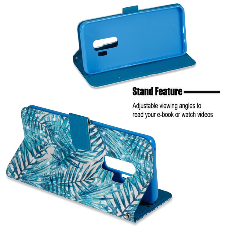 Pattern Printing Leather Wallet Stand Cover for Samsung Galaxy S9 Plus G965 - Plant-4