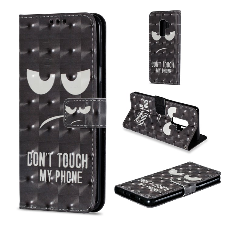 Pattern Printing Leather Wallet Stand Shell for Samsung Galaxy S9 Plus G965 - Angry Face-1