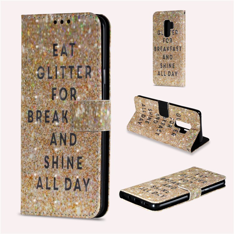 Pattern Printing Leather Wallet Stand Mobile Phone Cover for Samsung Galaxy S9 Plus - Glitter-1