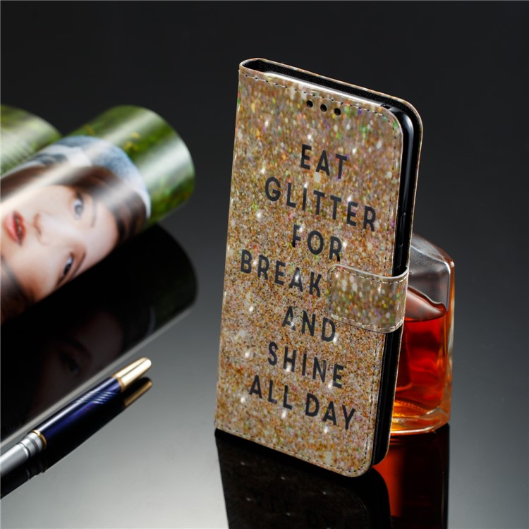 Pattern Printing Leather Wallet Stand Mobile Phone Cover for Samsung Galaxy S9 Plus - Glitter-8