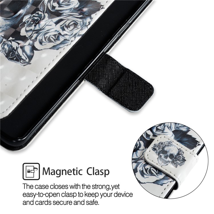 Flip Pattern Printing Leather Wallet Stand Case for Samsung Galaxy S9+ G965 - Skull with Rose-5