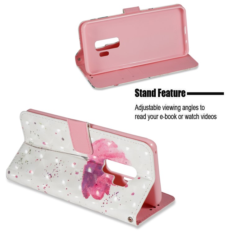 For Samsung Galaxy S9 Plus Pattern Printing Light Spot Decor Leather Wallet Stand Mobile Case - Vivid Flower-4