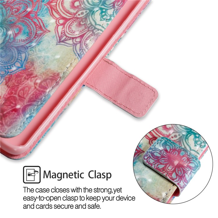 For Samsung Galaxy S9 Plus Pattern Printing Light Spot Decor Leather Wallet Stand Mobile Casing Cover - Henna Lotus-4