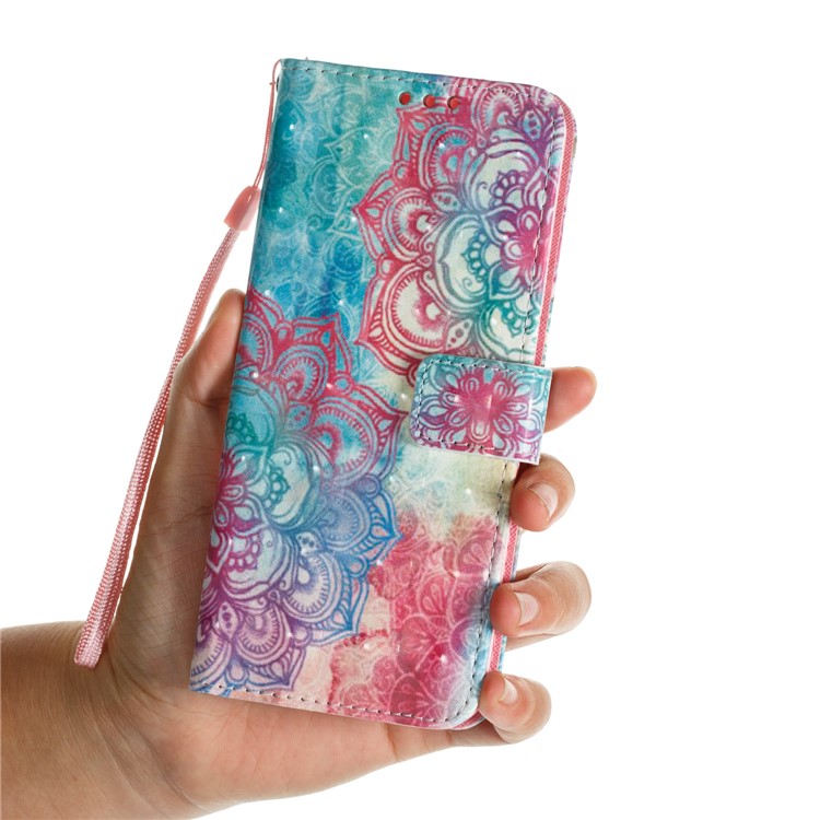 For Samsung Galaxy S9 Plus Pattern Printing Light Spot Decor Leather Wallet Stand Mobile Casing Cover - Henna Lotus-5