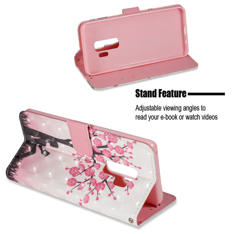 For Samsung Galaxy S9 Plus Pattern Printing Light Spot Decor Leather Wallet Stand Mobile Shell - Plum Blossom-4