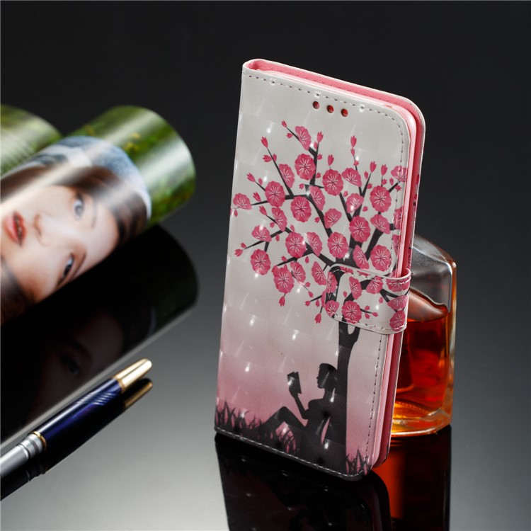 For Samsung Galaxy S9 Plus Pattern Printing Light Spot Decor Leather Wallet Stand Mobile Shell - Plum Blossom-8