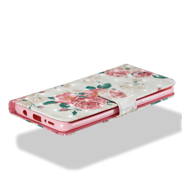 For Samsung Galaxy S9 Plus Pattern Printing Light Spot Decor Leather Wallet Stand Cellphone Cover - Peony-3