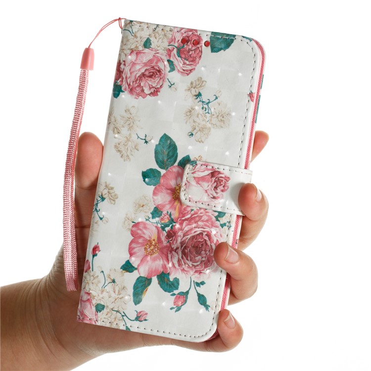 For Samsung Galaxy S9 Plus Pattern Printing Light Spot Decor Leather Wallet Stand Cellphone Cover - Peony-7