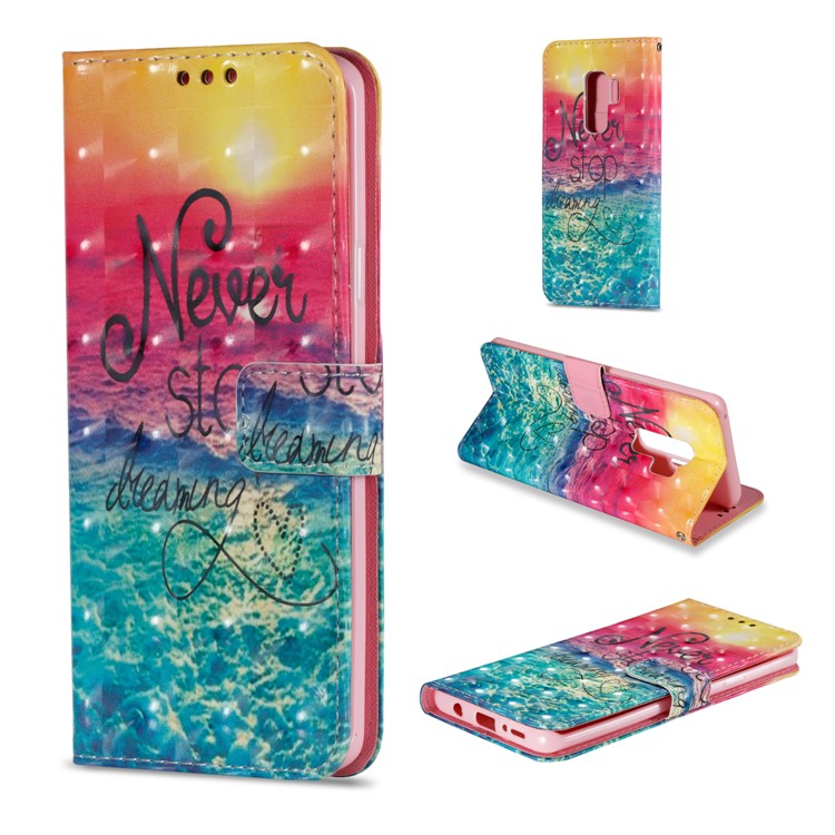 Pattern Printing Wallet Leather Stand Protection Case for Samsung Galaxy S9 Plus G965 - Sun and Sea-1