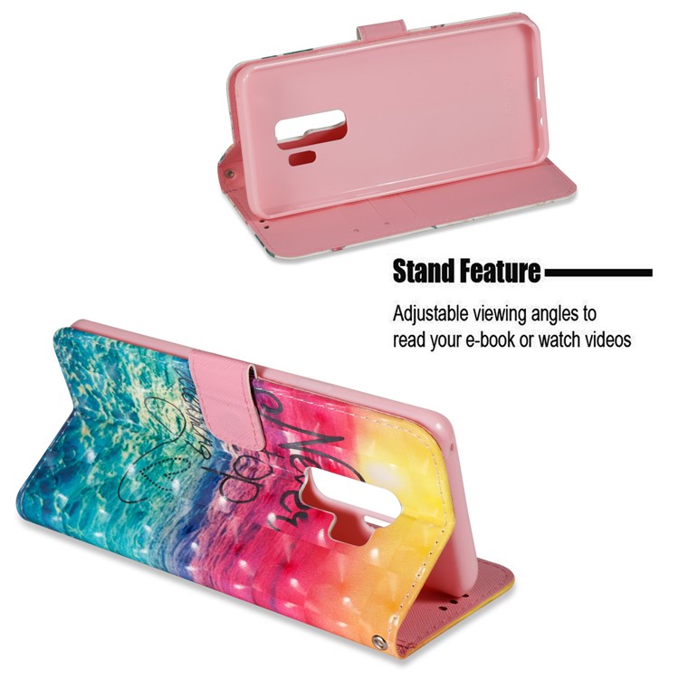 Pattern Printing Wallet Leather Stand Protection Case for Samsung Galaxy S9 Plus G965 - Sun and Sea-5