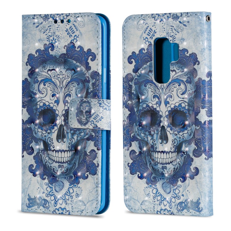Pattern Printing Wallet Leather Stand Protection Shell for Samsung Galaxy S9 Plus G965 - Skull Pattern-2