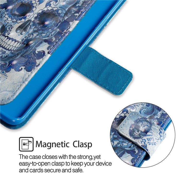 Pattern Printing Wallet Leather Stand Protection Shell for Samsung Galaxy S9 Plus G965 - Skull Pattern-5