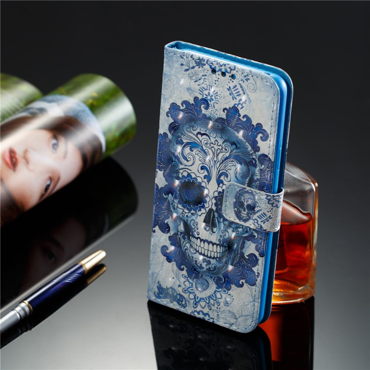 Pattern Printing Wallet Leather Stand Protection Shell for Samsung Galaxy S9 Plus G965 - Skull Pattern-8