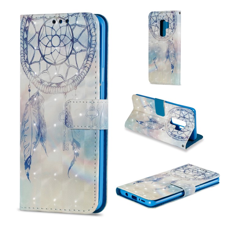 Pattern Printing Wallet Leather Stand Protection Casing for Samsung Galaxy S9 Plus - Grey Dream Catcher-1