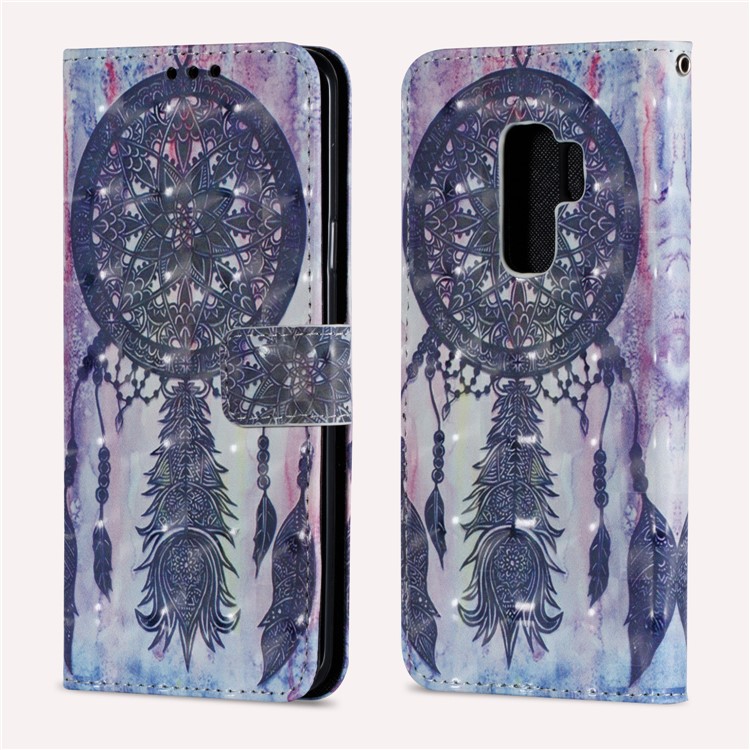 Pattern Printing Wallet Leather Stand Protection Mobile Cover for Samsung Galaxy S9 Plus - Dark Grey Dream Catcher-2