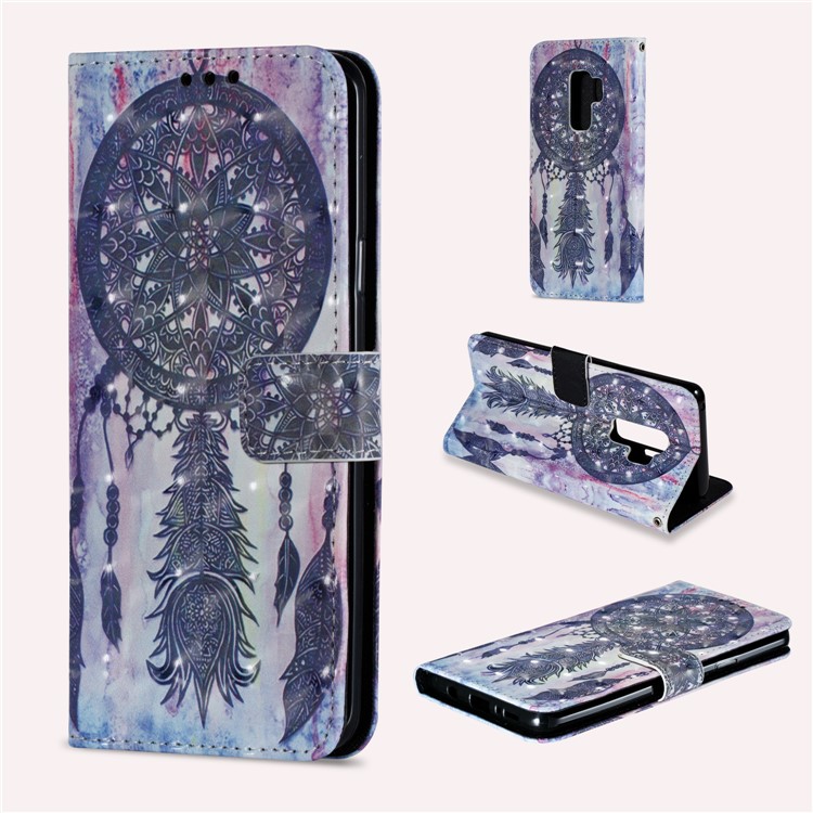 Pattern Printing Wallet Leather Stand Protection Mobile Cover for Samsung Galaxy S9 Plus - Dark Grey Dream Catcher-3