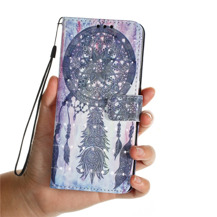 Pattern Printing Wallet Leather Stand Protection Mobile Cover for Samsung Galaxy S9 Plus - Dark Grey Dream Catcher-7