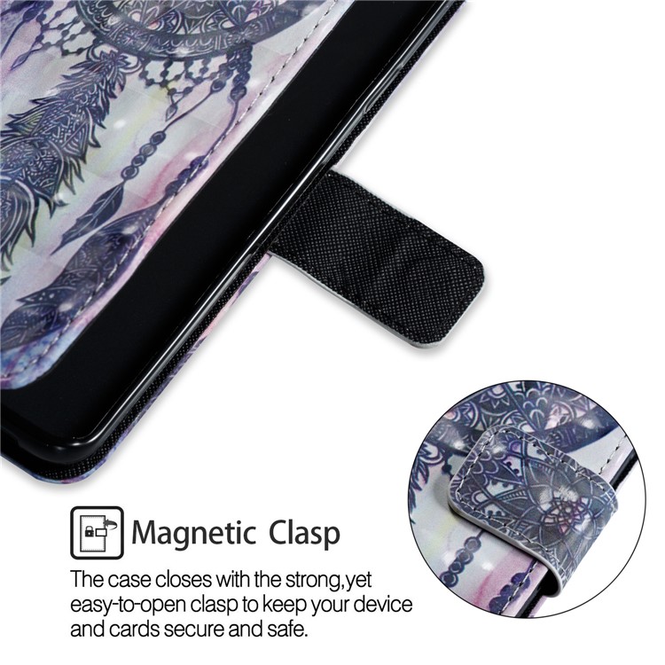 Pattern Printing Wallet Leather Stand Protection Mobile Cover for Samsung Galaxy S9 Plus - Dark Grey Dream Catcher-8