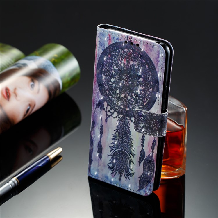Pattern Printing Wallet Leather Stand Protection Mobile Cover for Samsung Galaxy S9 Plus - Dark Grey Dream Catcher-9