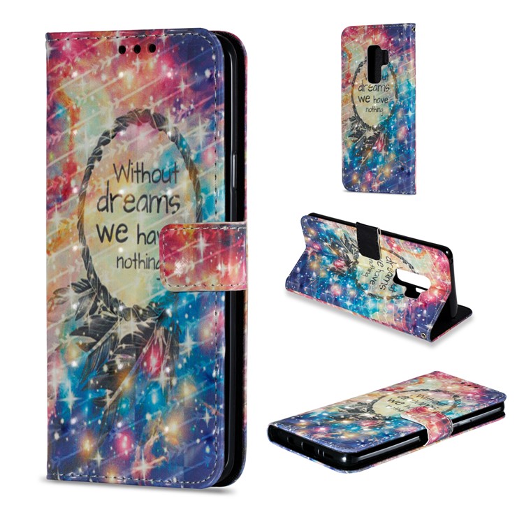 Pattern Printing Wallet Leather Stand Protection Cellphone Cover for Samsung Galaxy S9 Plus - Stars and Dream Catcher-1