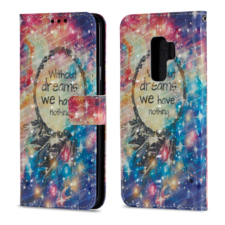 Pattern Printing Wallet Leather Stand Protection Cellphone Cover for Samsung Galaxy S9 Plus - Stars and Dream Catcher-2