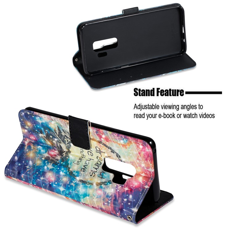 Pattern Printing Wallet Leather Stand Protection Cellphone Cover for Samsung Galaxy S9 Plus - Stars and Dream Catcher-4