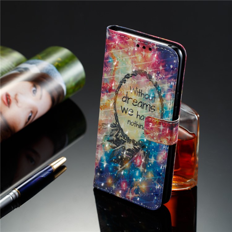 Pattern Printing Wallet Leather Stand Protection Cellphone Cover for Samsung Galaxy S9 Plus - Stars and Dream Catcher-8