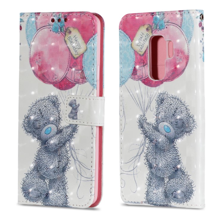 Pattern Printing Wallet Leather Stand Protection Case for Samsung Galaxy S9 Plus G965 - Panda Holding Balloons-2
