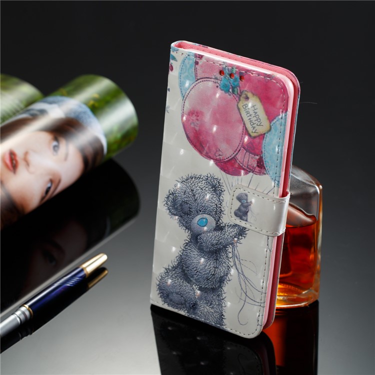 Pattern Printing Wallet Leather Stand Protection Case for Samsung Galaxy S9 Plus G965 - Panda Holding Balloons-8