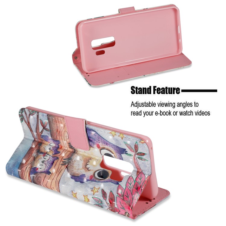 Pattern Printing Wallet Leather Stand Protection Casing Cover for Samsung Galaxy S9 Plus G965 - Owls on Branch-4