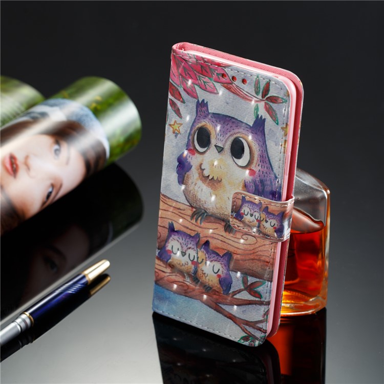 Pattern Printing Wallet Leather Stand Protection Casing Cover for Samsung Galaxy S9 Plus G965 - Owls on Branch-8