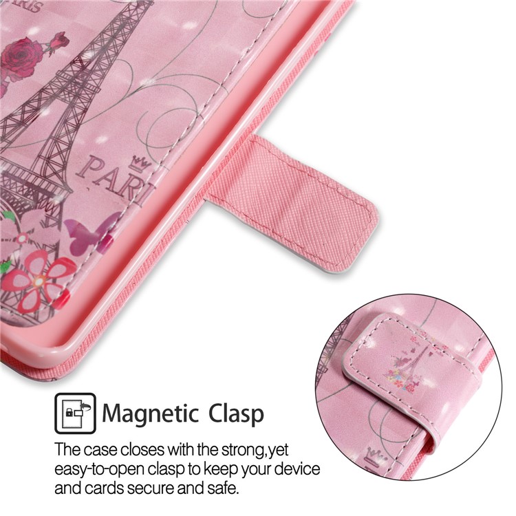 Pattern Printing Wallet Leather Stand Protection Shell for Samsung Galaxy S9 Plus - Effel Tower and Flower-5