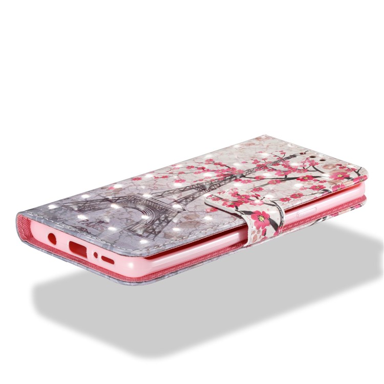 Pattern Printing Wallet Leather Stand Phone Casing Cover for Samsung Galaxy S9 Plus - Effel Tower and Peach Flower-3