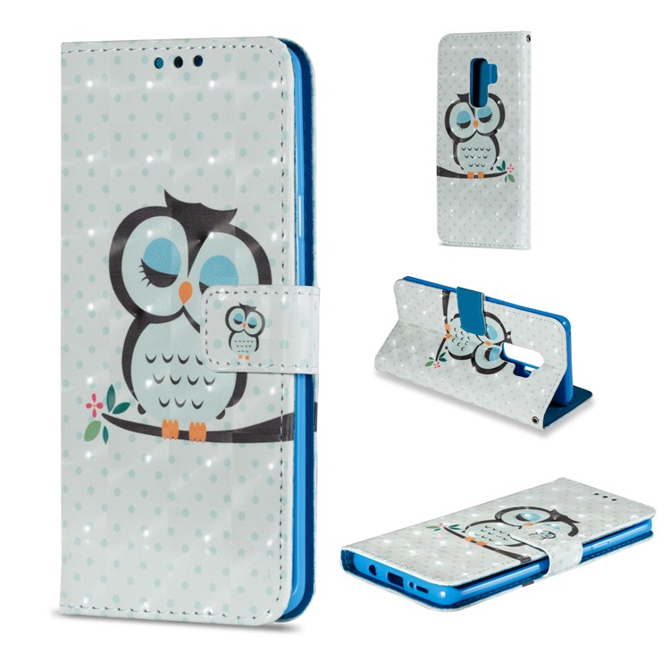 Pattern Printing Wallet Leather Stand Mobile Protection Shell for Samsung Galaxy S9 Plus G965 - Sleeping Owl-1