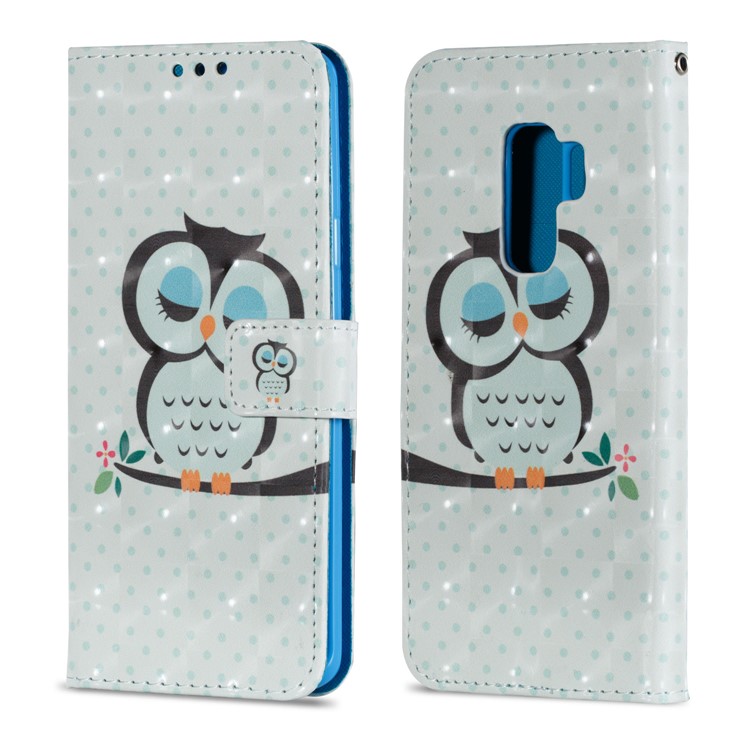 Pattern Printing Wallet Leather Stand Mobile Protection Shell for Samsung Galaxy S9 Plus G965 - Sleeping Owl-2