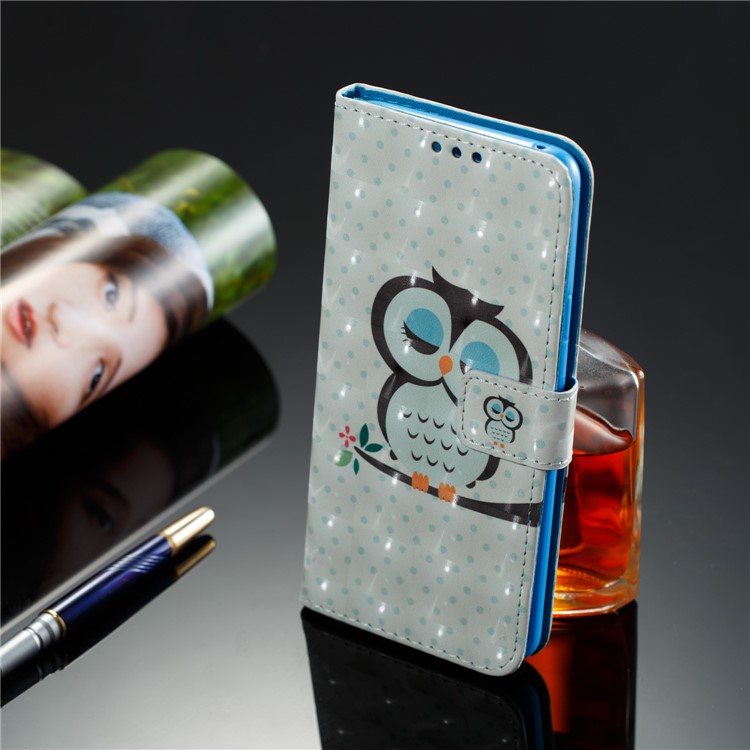 Pattern Printing Wallet Leather Stand Mobile Protection Shell for Samsung Galaxy S9 Plus G965 - Sleeping Owl-8