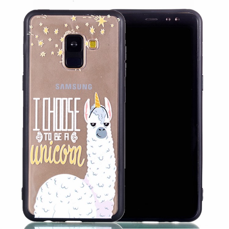 Rubberized Embossed Soft TPU + PC Combo Mobile Phone Case for Samsung Galaxy A8 (2018) - Unicorn-2