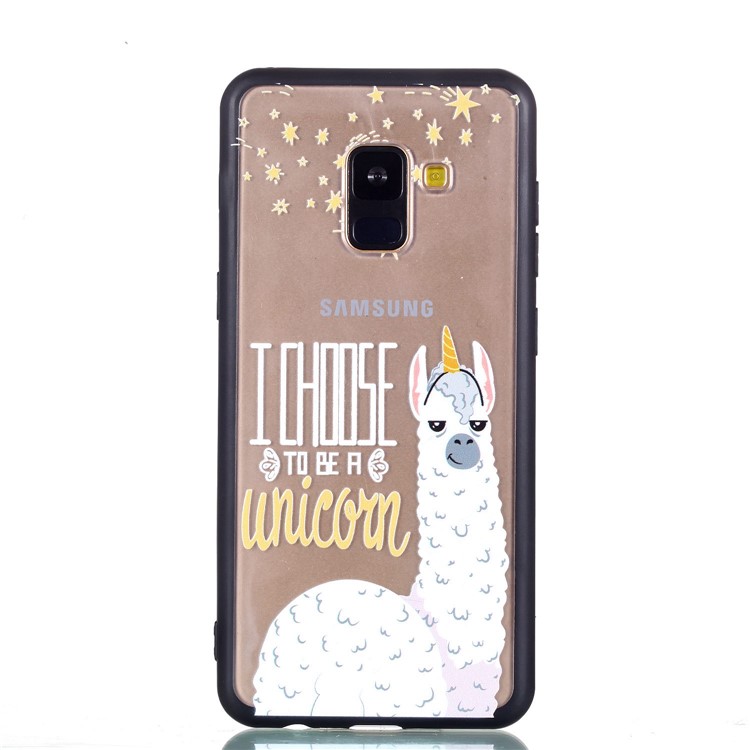 Rubberized Embossed Soft TPU + PC Combo Mobile Phone Case for Samsung Galaxy A8 (2018) - Unicorn-4