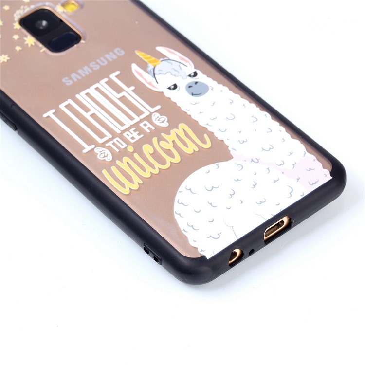 Rubberized Embossed Soft TPU + PC Combo Mobile Phone Case for Samsung Galaxy A8 (2018) - Unicorn-6