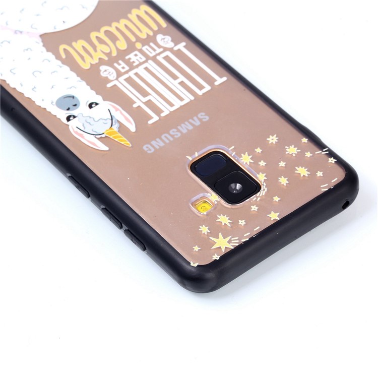 Rubberized Embossed Soft TPU + PC Combo Mobile Phone Case for Samsung Galaxy A8 (2018) - Unicorn-7