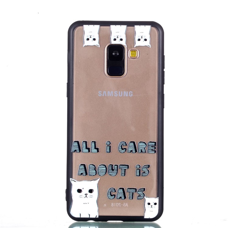 Rubberized Embossed Soft TPU + PC Combo Mobile Phone Casing for Samsung Galaxy A8 (2018) - Cat-3
