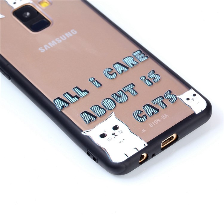 Rubberized Embossed Soft TPU + PC Combo Mobile Phone Casing for Samsung Galaxy A8 (2018) - Cat-5