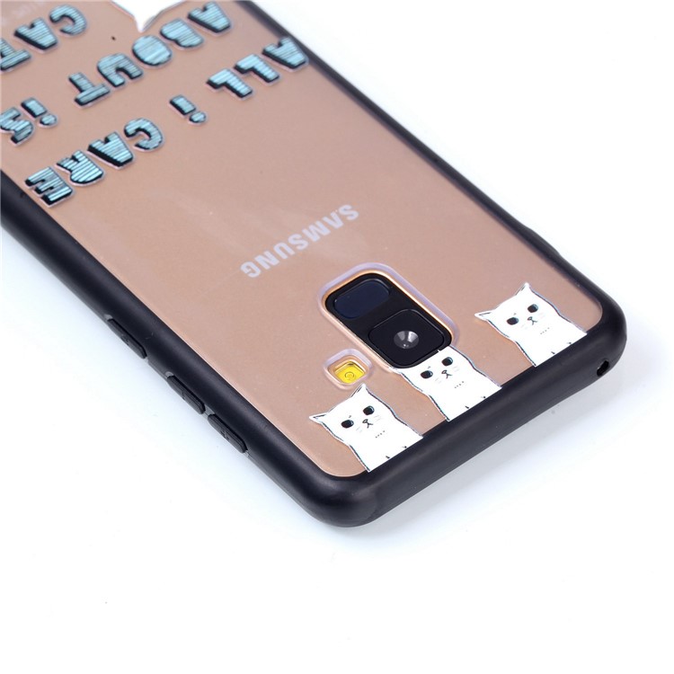 Rubberized Embossed Soft TPU + PC Combo Mobile Phone Casing for Samsung Galaxy A8 (2018) - Cat-6