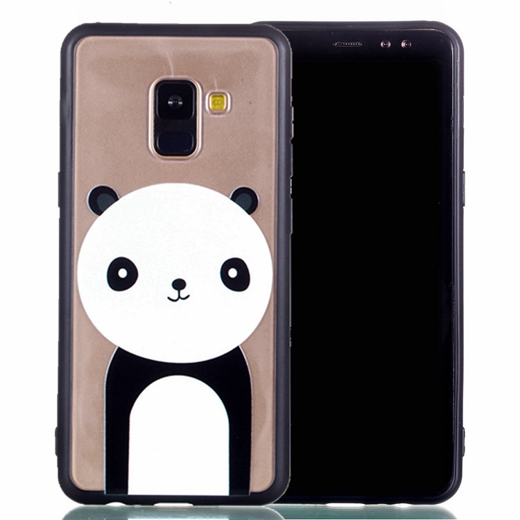 Rubberized Embossed Soft TPU + PC Combo Mobile Phone Case Cover for Samsung Galaxy A8 (2018) - Panda-2