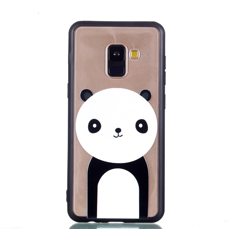 Rubberized Embossed Soft TPU + PC Combo Mobile Phone Case Cover for Samsung Galaxy A8 (2018) - Panda-3