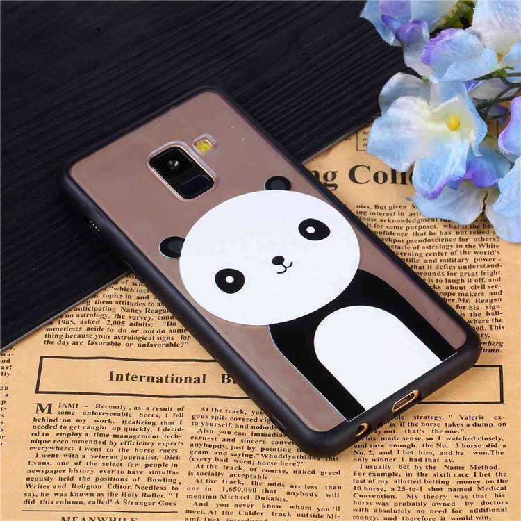 Rubberized Embossed Soft TPU + PC Combo Mobile Phone Case Cover for Samsung Galaxy A8 (2018) - Panda-4