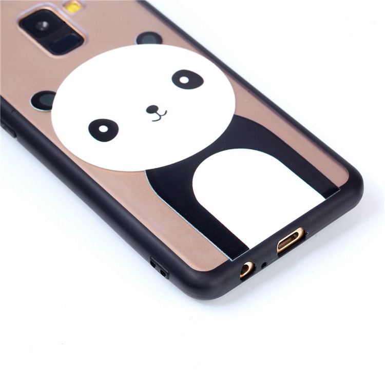 Rubberized Embossed Soft TPU + PC Combo Mobile Phone Case Cover for Samsung Galaxy A8 (2018) - Panda-5